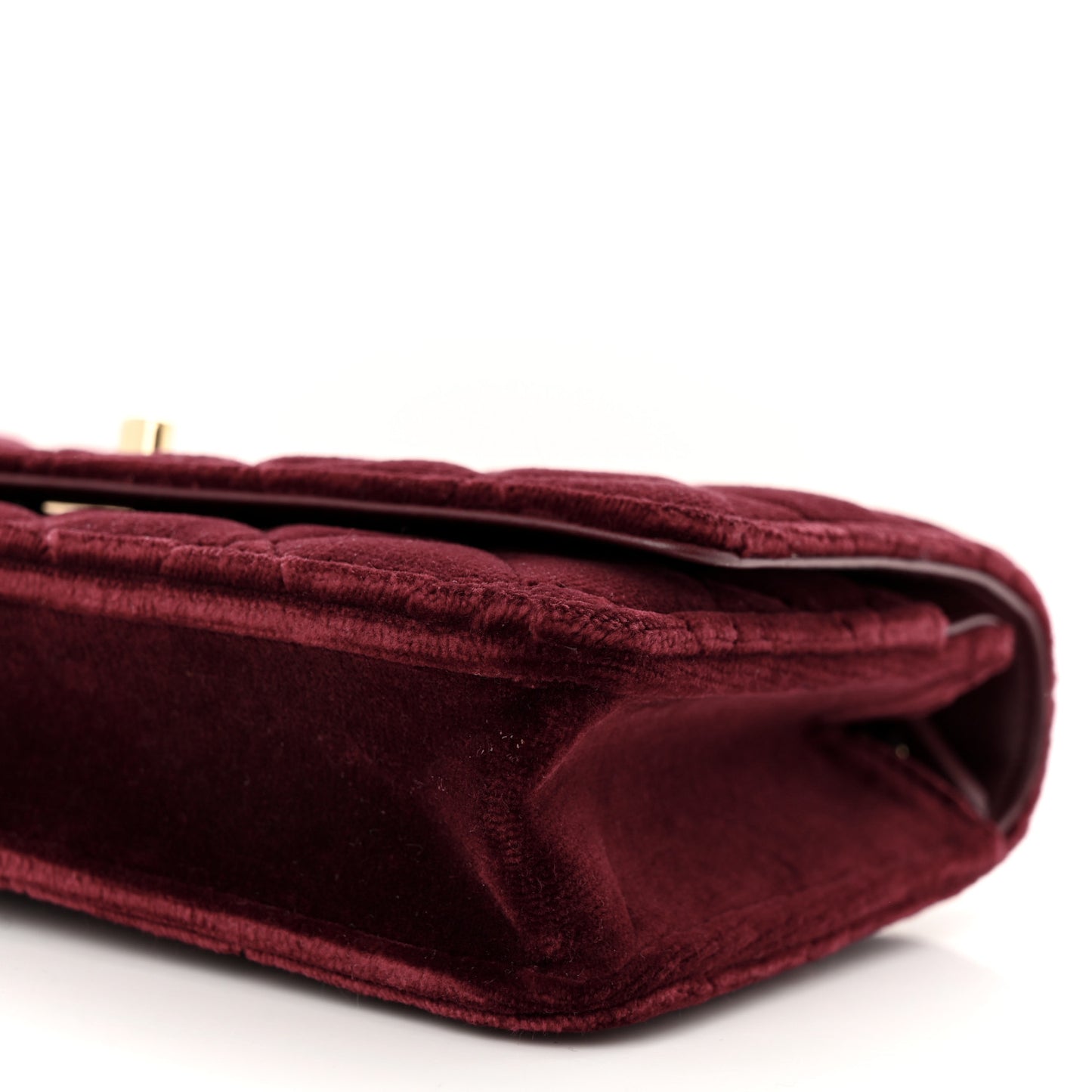 Velvet Quilted Pearl Crush Wallet On Chain WOC Burgundy