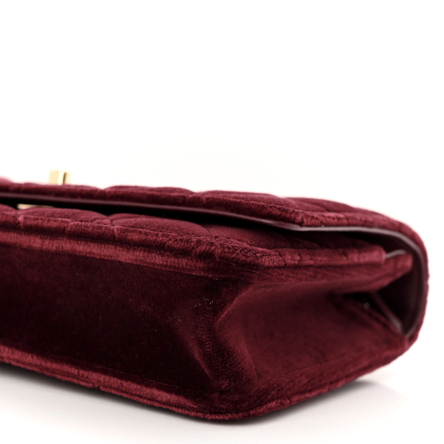 Chanel Velvet Quilted Pearl Crush Wallet On Chain WOC Burgundy 11 of 12
