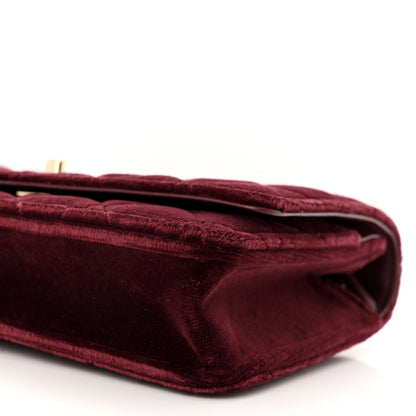 Chanel Velvet Quilted Pearl Crush Wallet On Chain WOC Burgundy 11 of 12