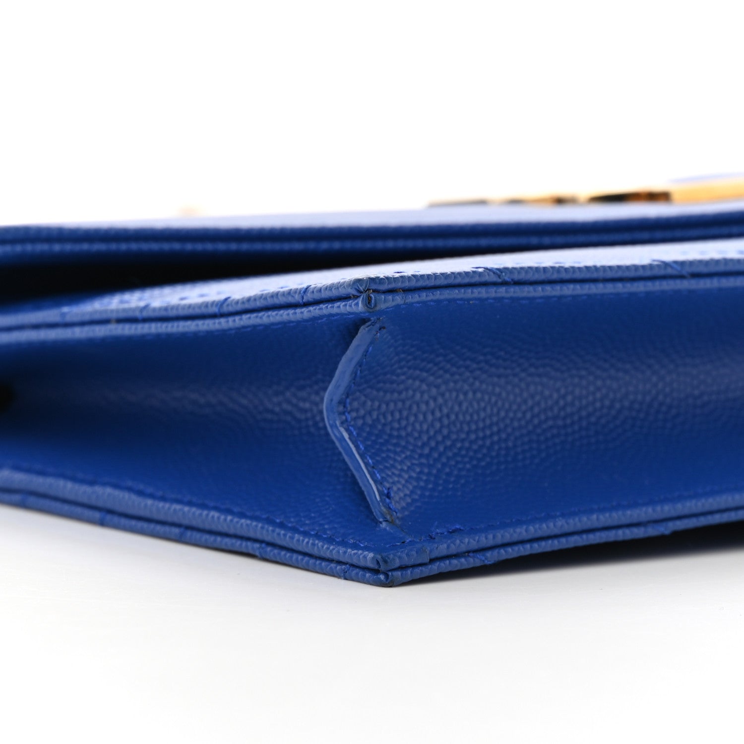 Saint Laurent Grain De Poudre Matelasse Chevron Monogram Envelope Chain Wallet Blue Majorelle 10 of 13