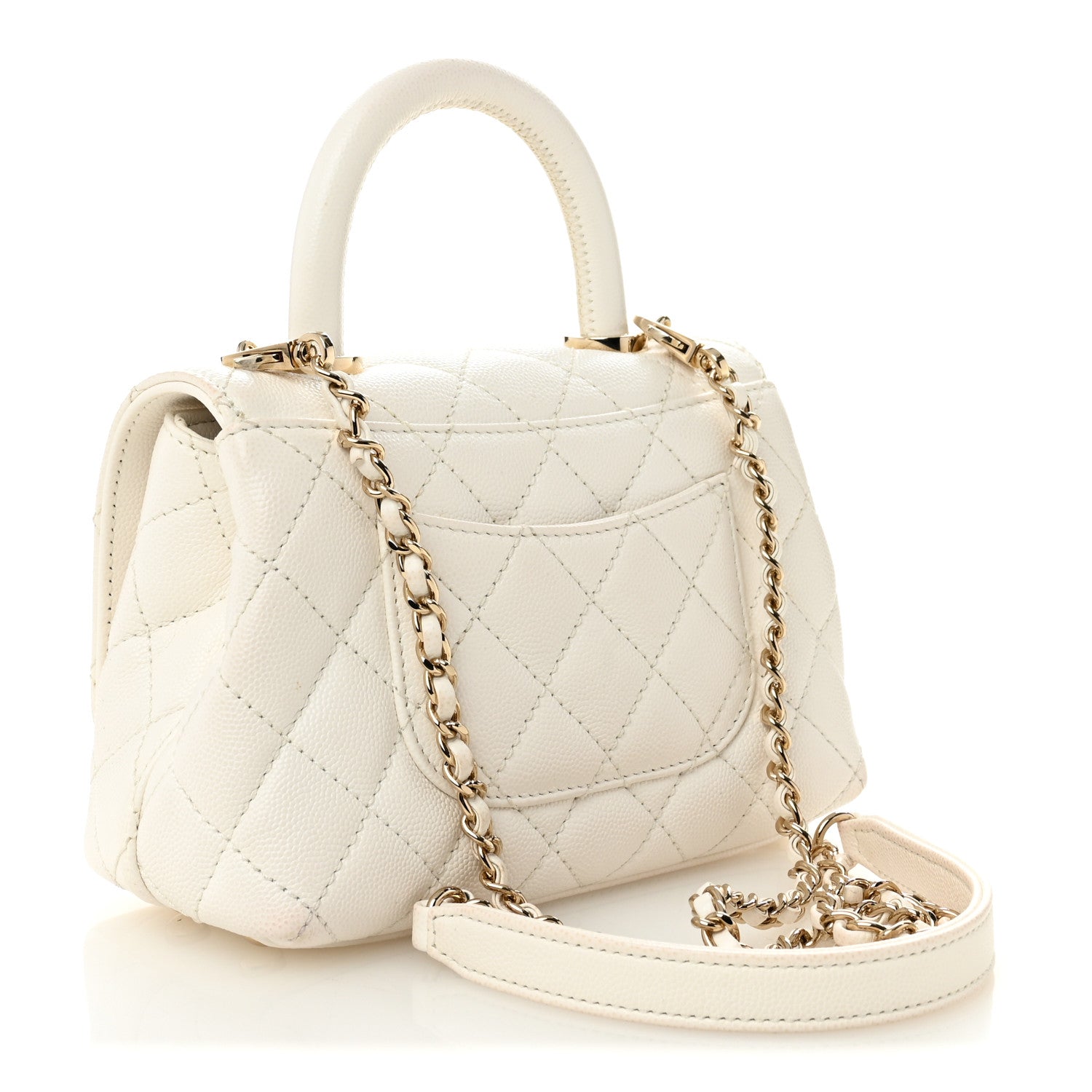 Chanel Caviar Quilted Extra Mini Coco Handle Flap White 3 of 12