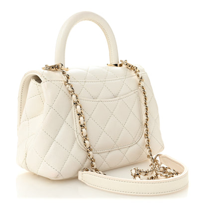 Chanel Caviar Quilted Extra Mini Coco Handle Flap White 3 of 12