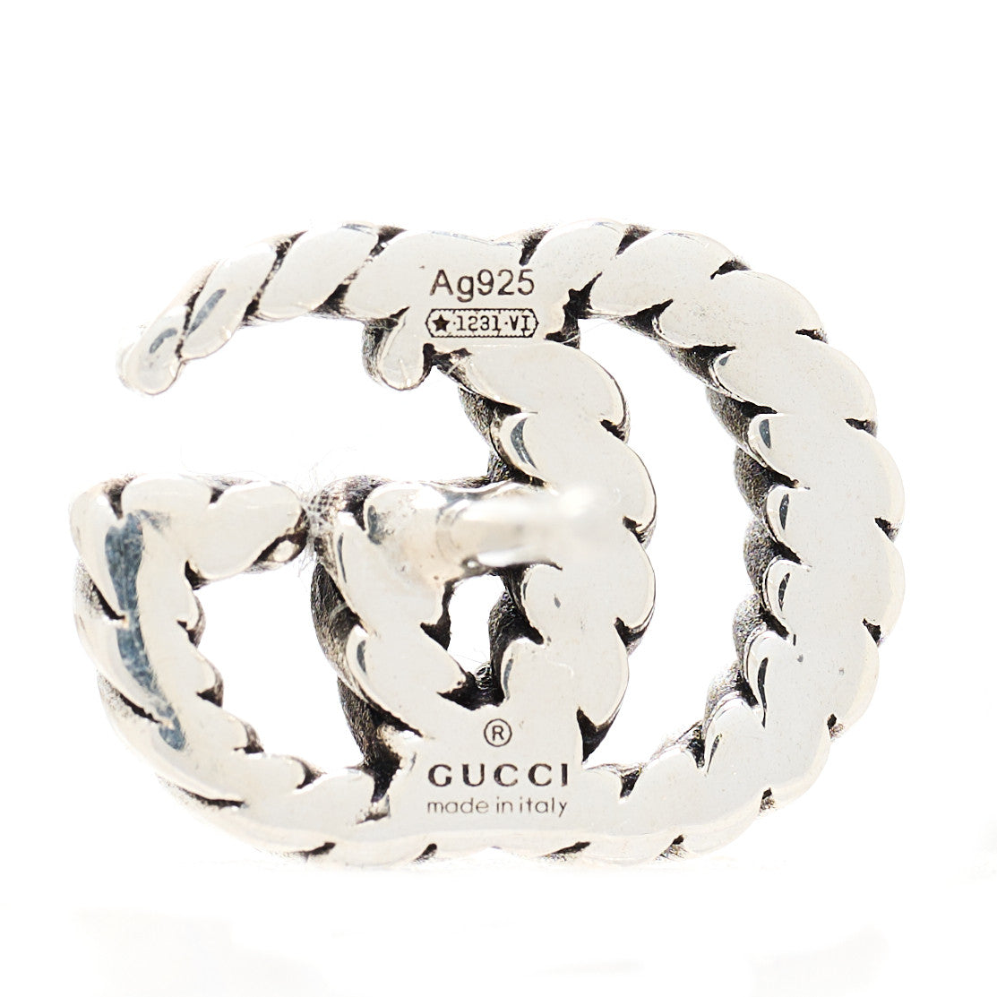 Gucci Sterling Silver Torchon Double G Earrings 3 of 3