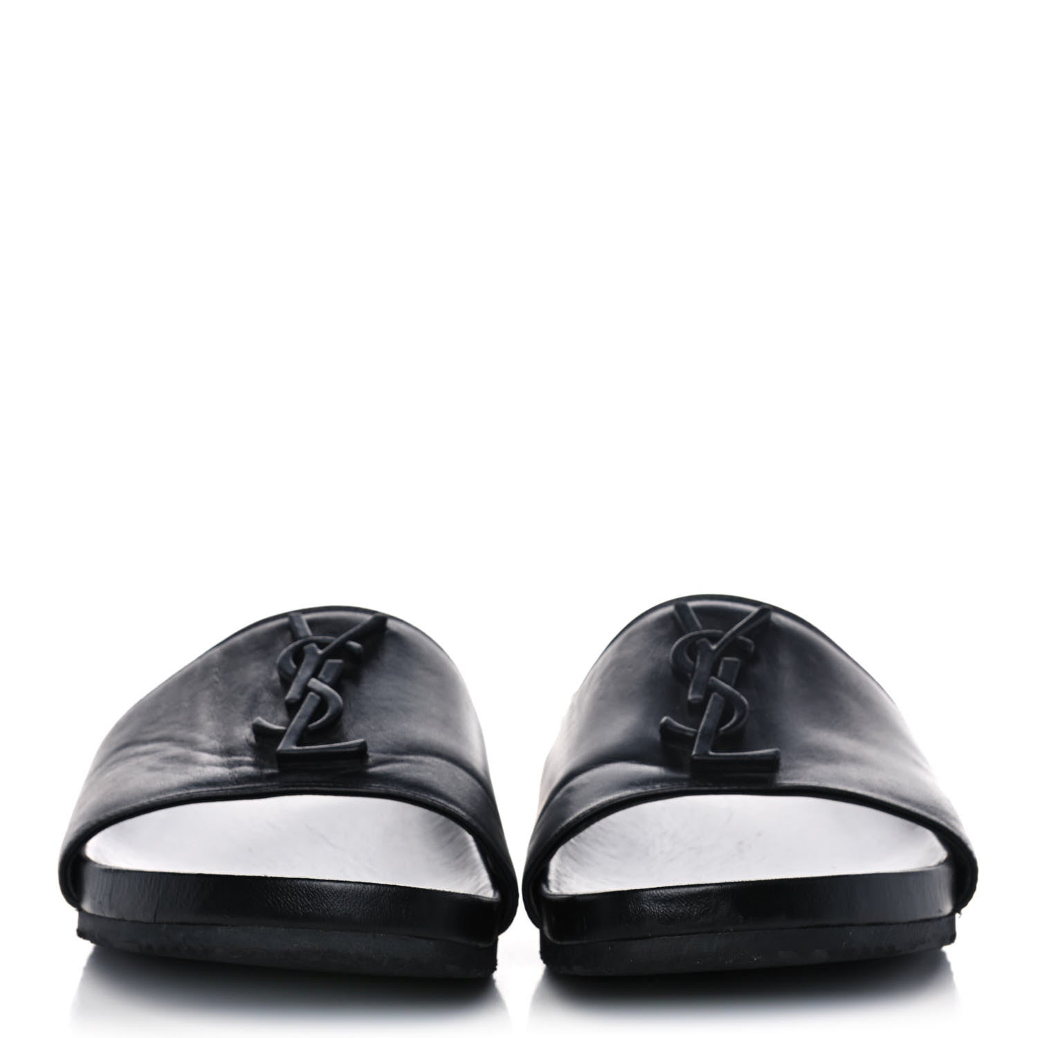 Saint Laurent Lambskin Joan Slide Sandals 40.5 Black 2 of 9