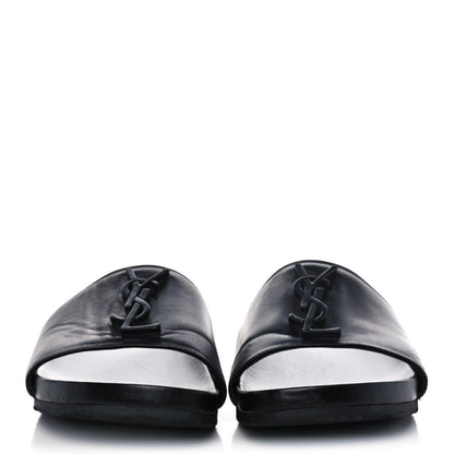 Saint Laurent Lambskin Joan Slide Sandals 40.5 Black 2 of 9