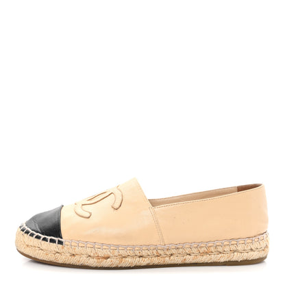 Chanel Lambskin CC Espadrilles 39 Beige Black 1 of 10