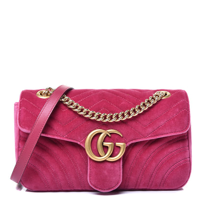 Gucci Velvet Matelasse Small GG Marmont Shoulder Bag Light Raspberry Rose 1 of 12