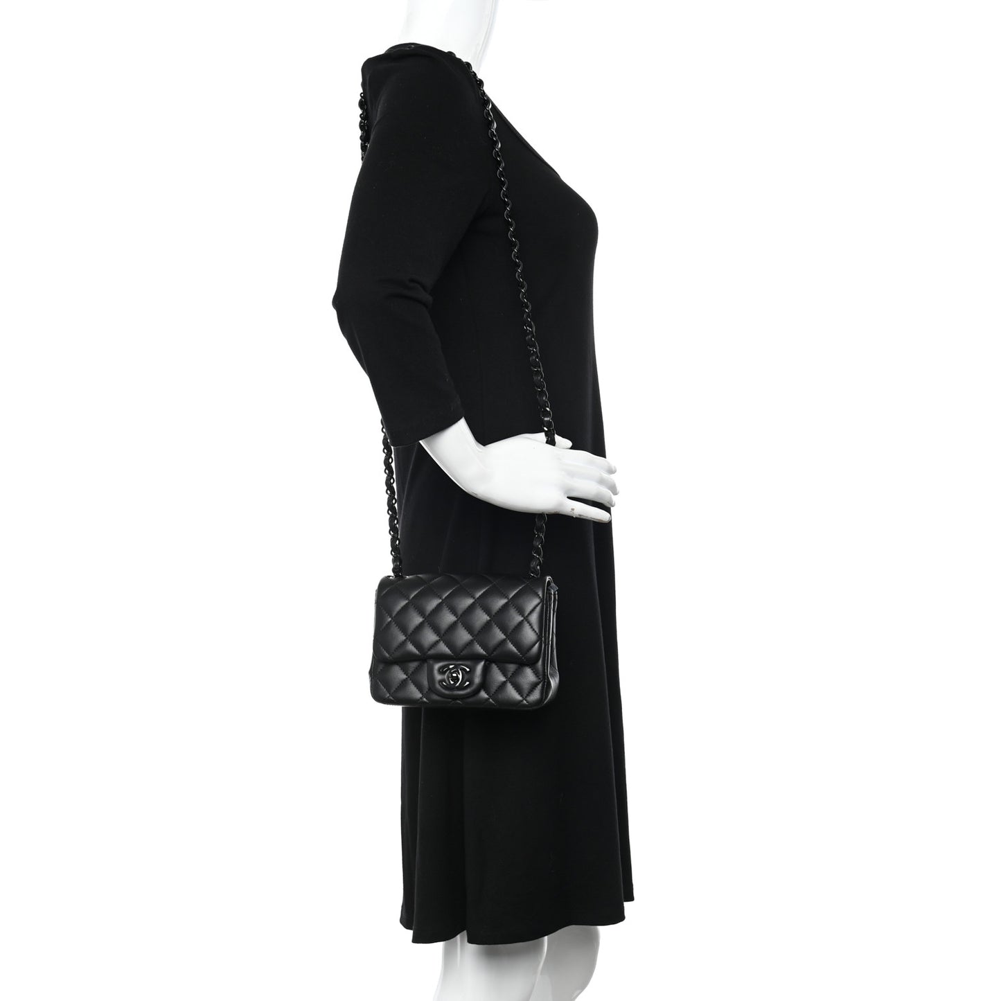 Lambskin Quilted Mini Square Flap So Black