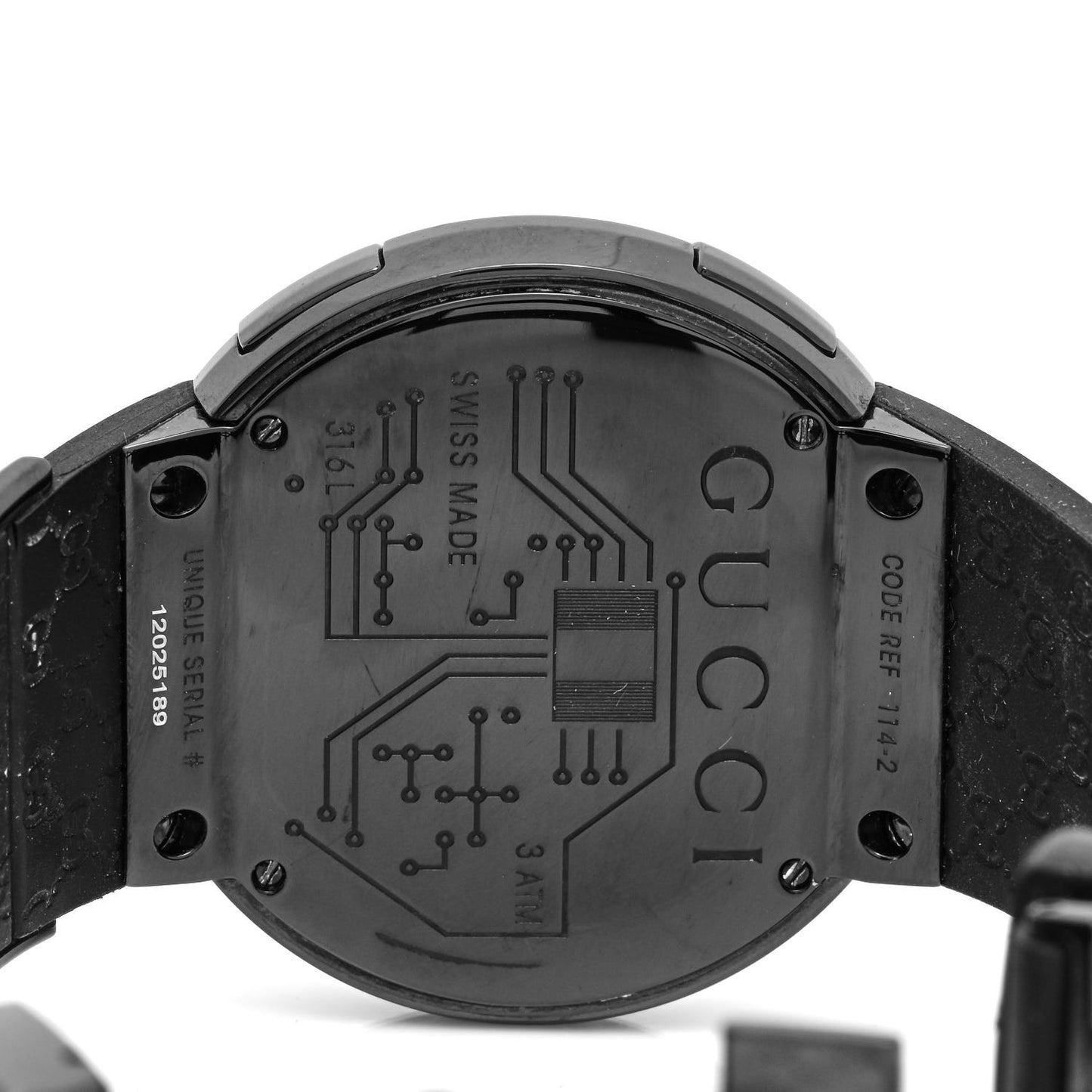 Stainless Steel Rubber 45mm Digital I-Gucci Web Watch Black