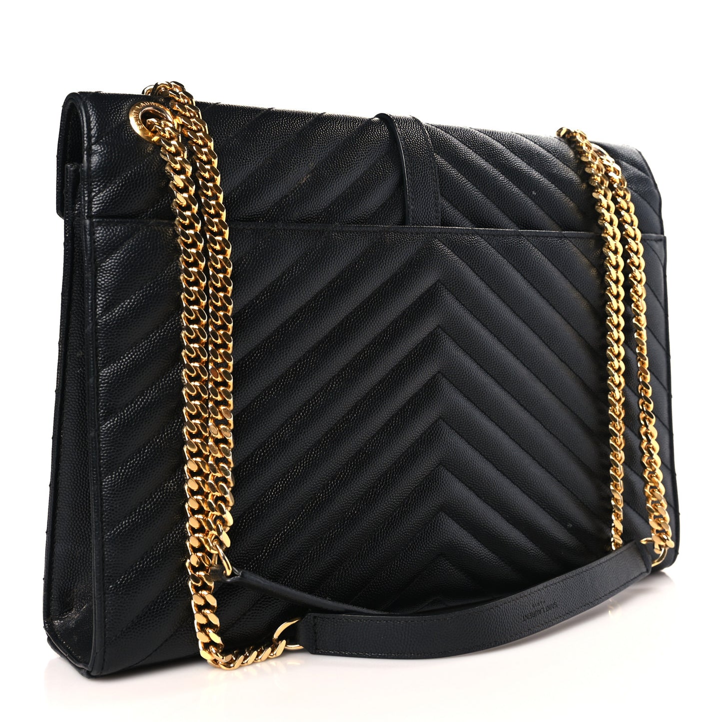 Grain De Poudre Matelasse Chevron Large Monogram Satchel Black