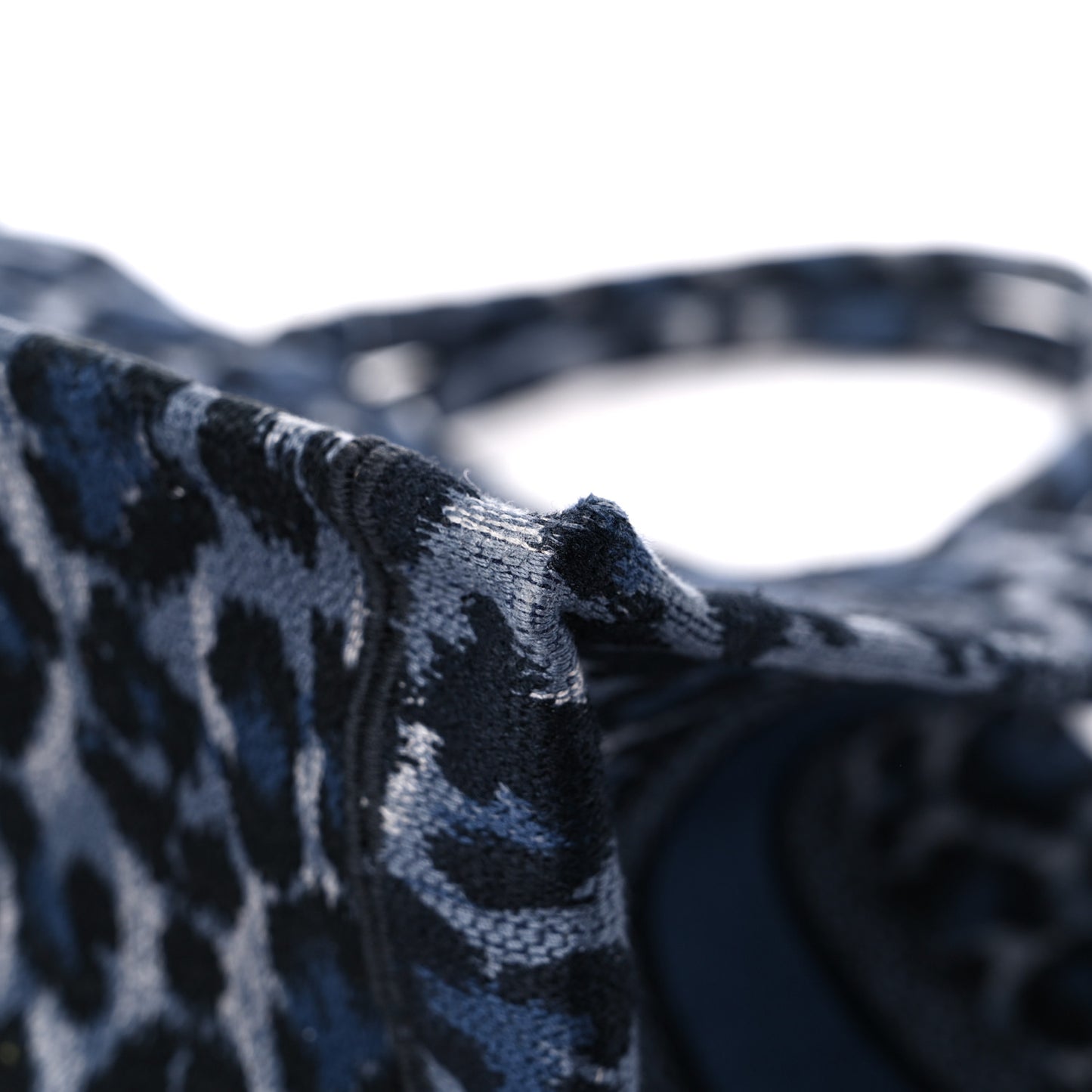 Canvas Mizza Embroidered Medium Leopard Book Tote Blue