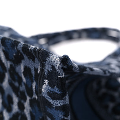 Christian Dior Canvas Mizza Embroidered Medium Leopard Book Tote Blue 9 of 11