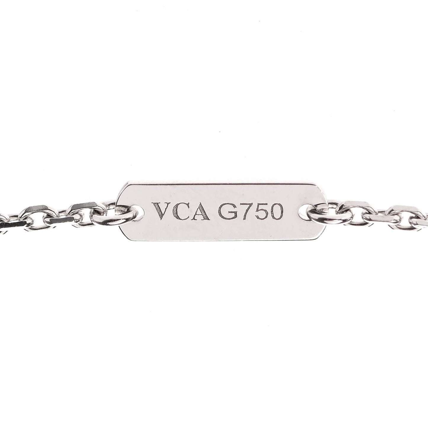 18K White Gold Mother of Pearl Vintage Alhambra Pendant Necklace