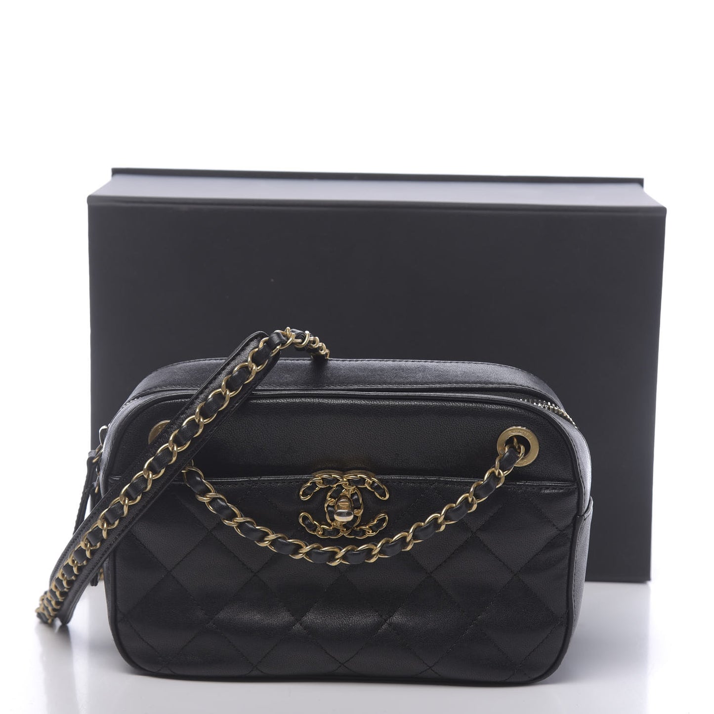 Goatskin Quilted 19 Camera Case Black