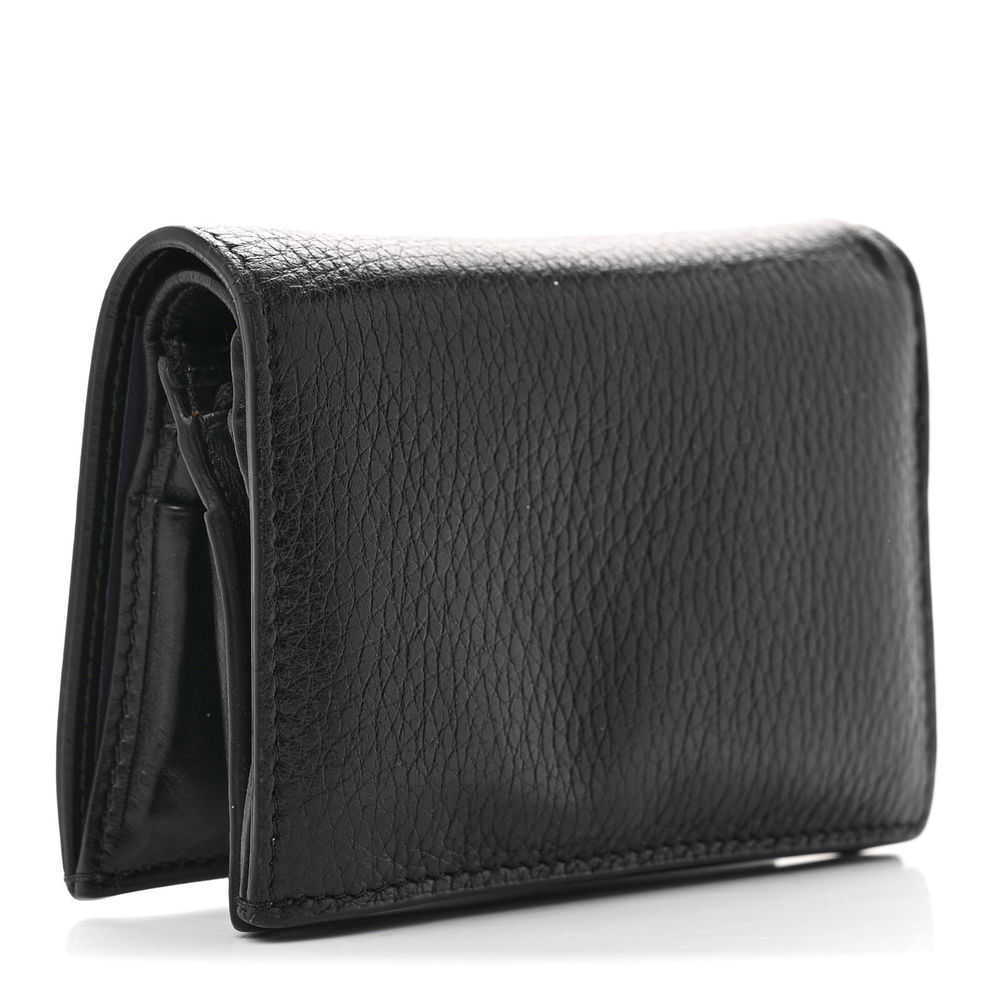 Vitello Daino Triangle Bi-Fold Card Holder Wallet Black