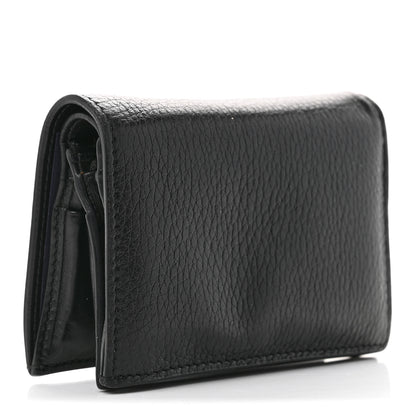 Prada Vitello Daino Triangle Bi-Fold Card Holder Wallet Black 3 of 7