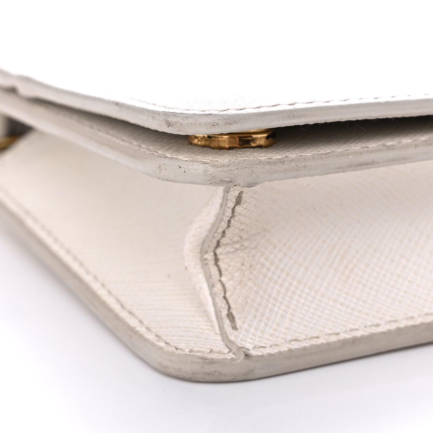 Prada Saffiano Shine Monochrome Mini Flap Crossbody Wristlet Bag Bianco 8 of 20