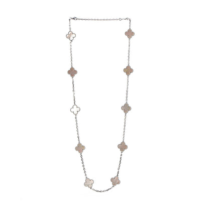 Van Cleef & Arpels 18K White Gold Mother of Pearl 10 Motifs Vintage Alhambra Necklace 3 of 8
