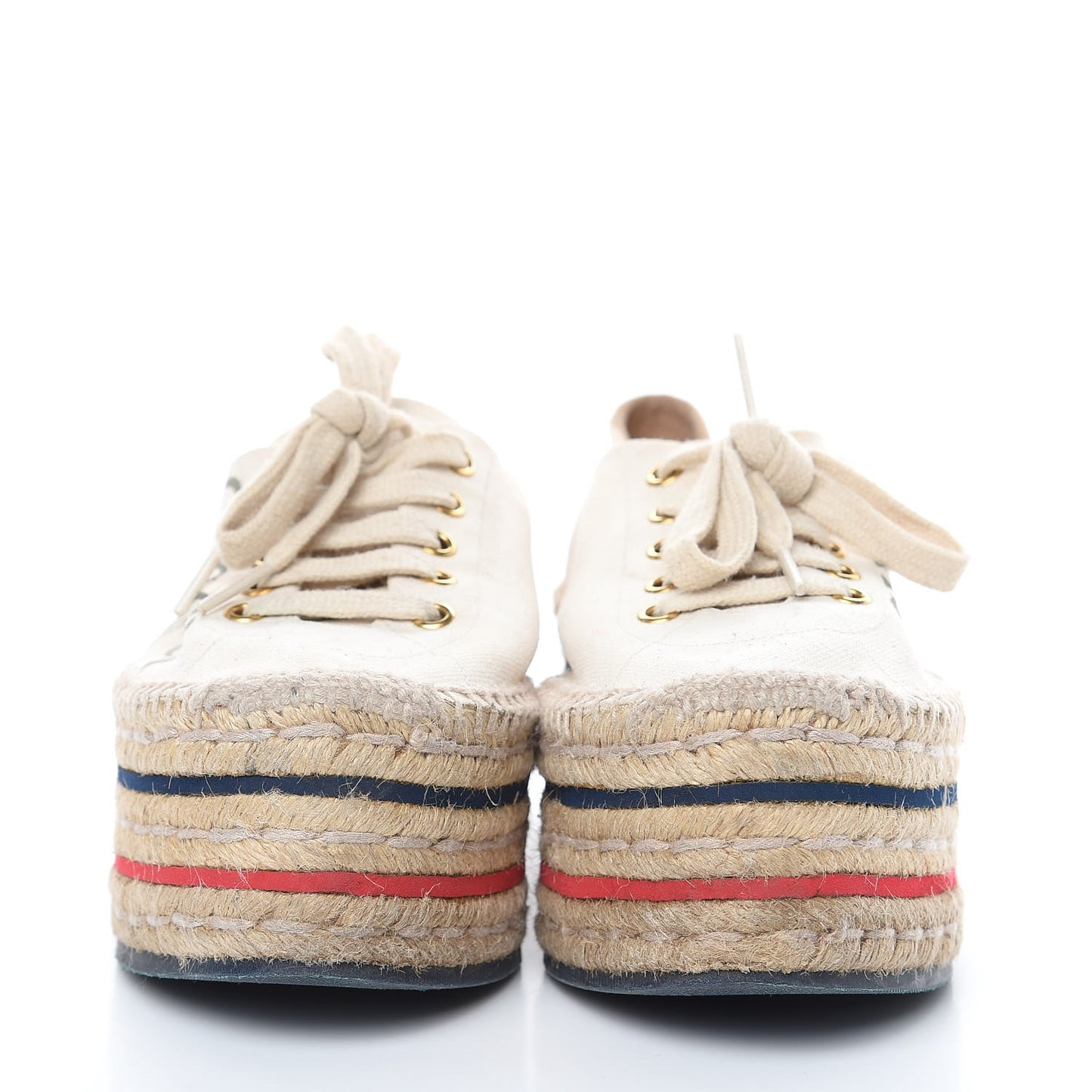 Canvas Logo Lace-Up Platform Espadrilles 36.5 Greggio Grege