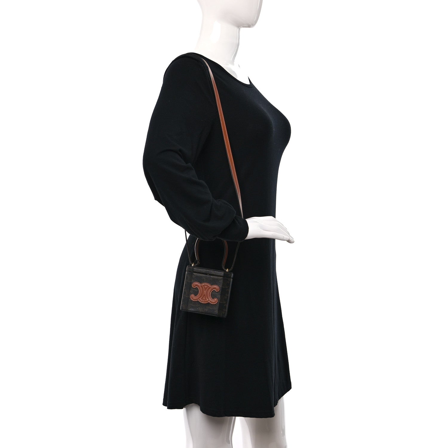 Celine Calfskin Triomphe Canvas Lock Bag Tan 2 of 8