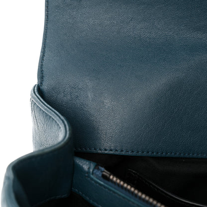 Saint Laurent Sheepskin Matelasse Chevron Monogram Medium College Bag Petrol Green 13 of 14
