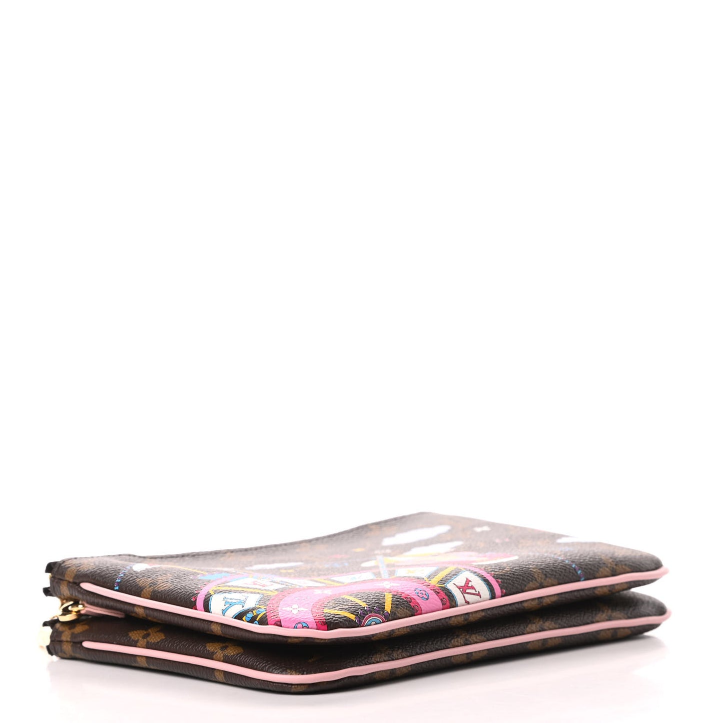 Monogram 2020 Christmas Animation Big Wheel Double Zip Pochette Rose Ballerine