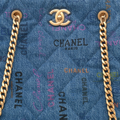 Chanel Denim Quilted Denim Mood Maxi Shopping Bag Blue Multicolor 8 of 11