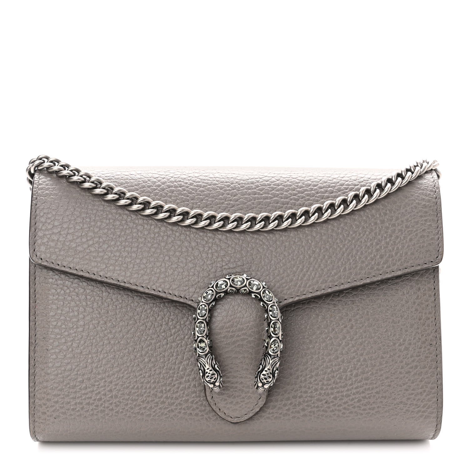Gucci Dollar Calfskin Crystal Mini Dionysus Chain Wallet Dusty Grey Black Diamond 1 of 9