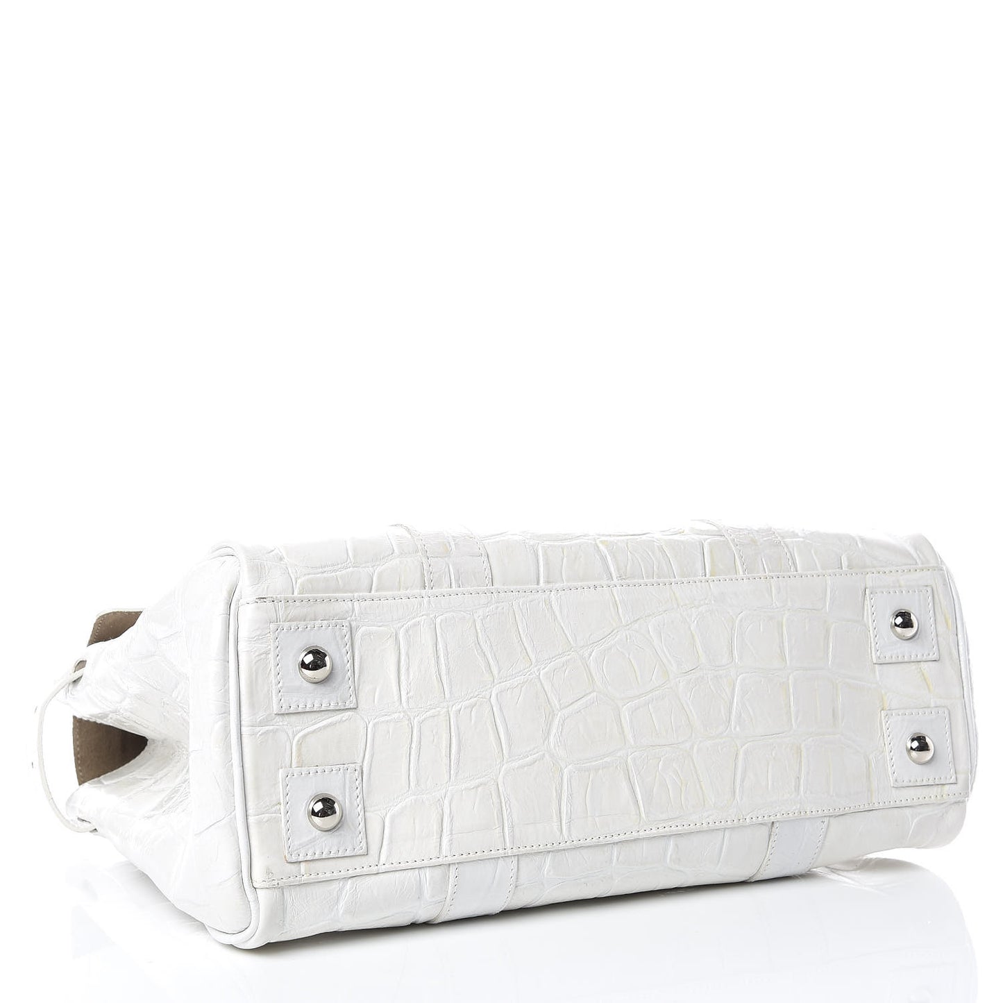 Calfskin Crocodile Embossed Bayswater White