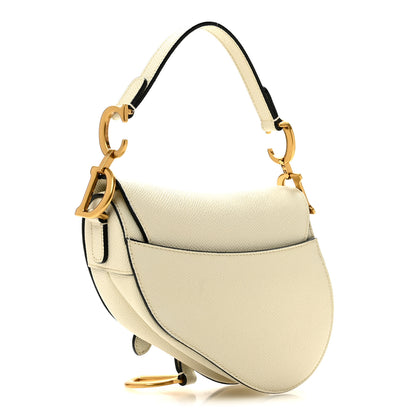 Christian Dior Grained Calfskin Mini Saddle Bag With Strap White 3 of 10