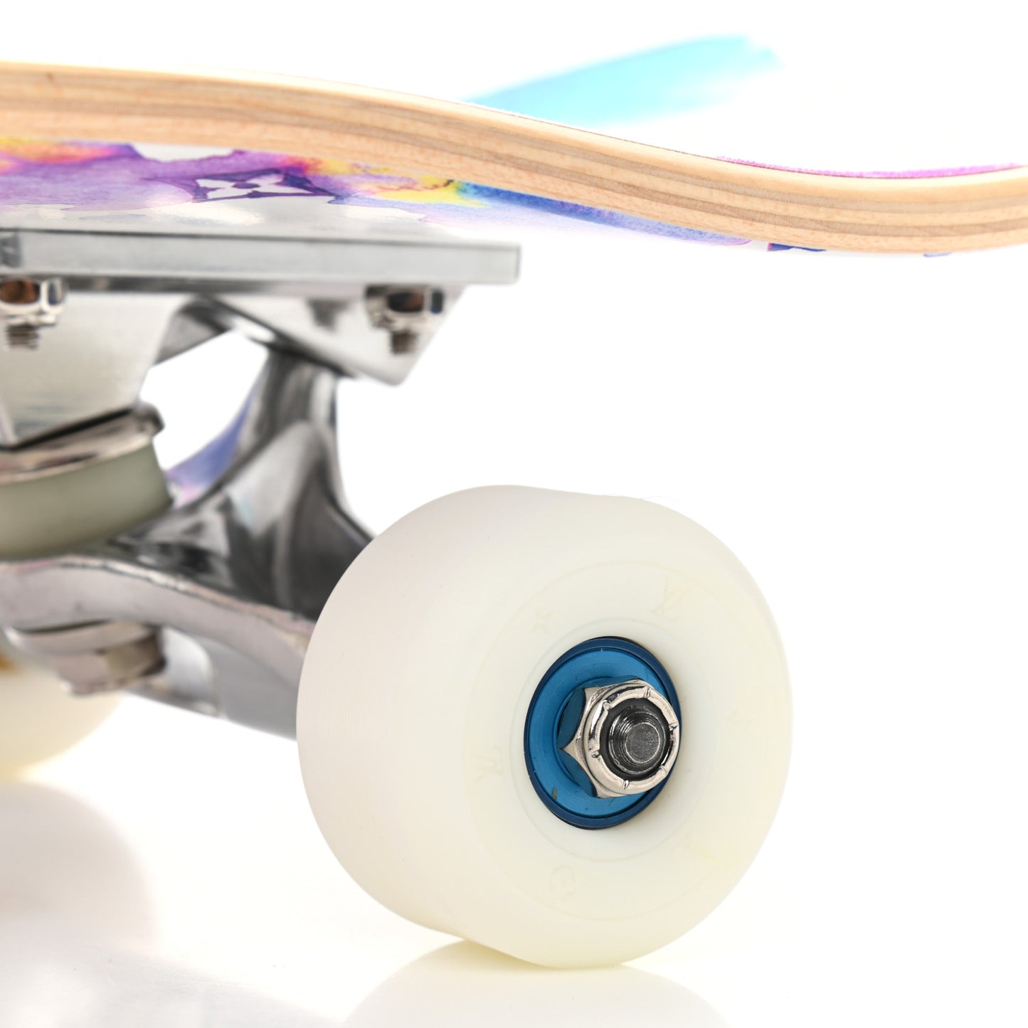 Monogram Watercolor Wood Skateboard Multicolor