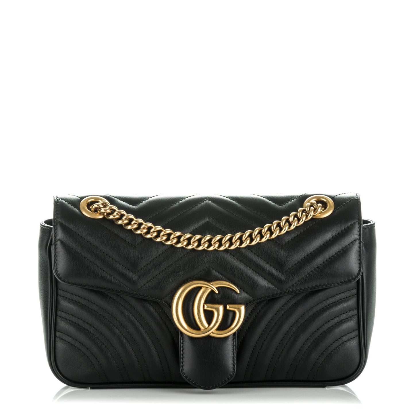 Calfskin Matelasse Small GG Marmont Shoulder Bag Black