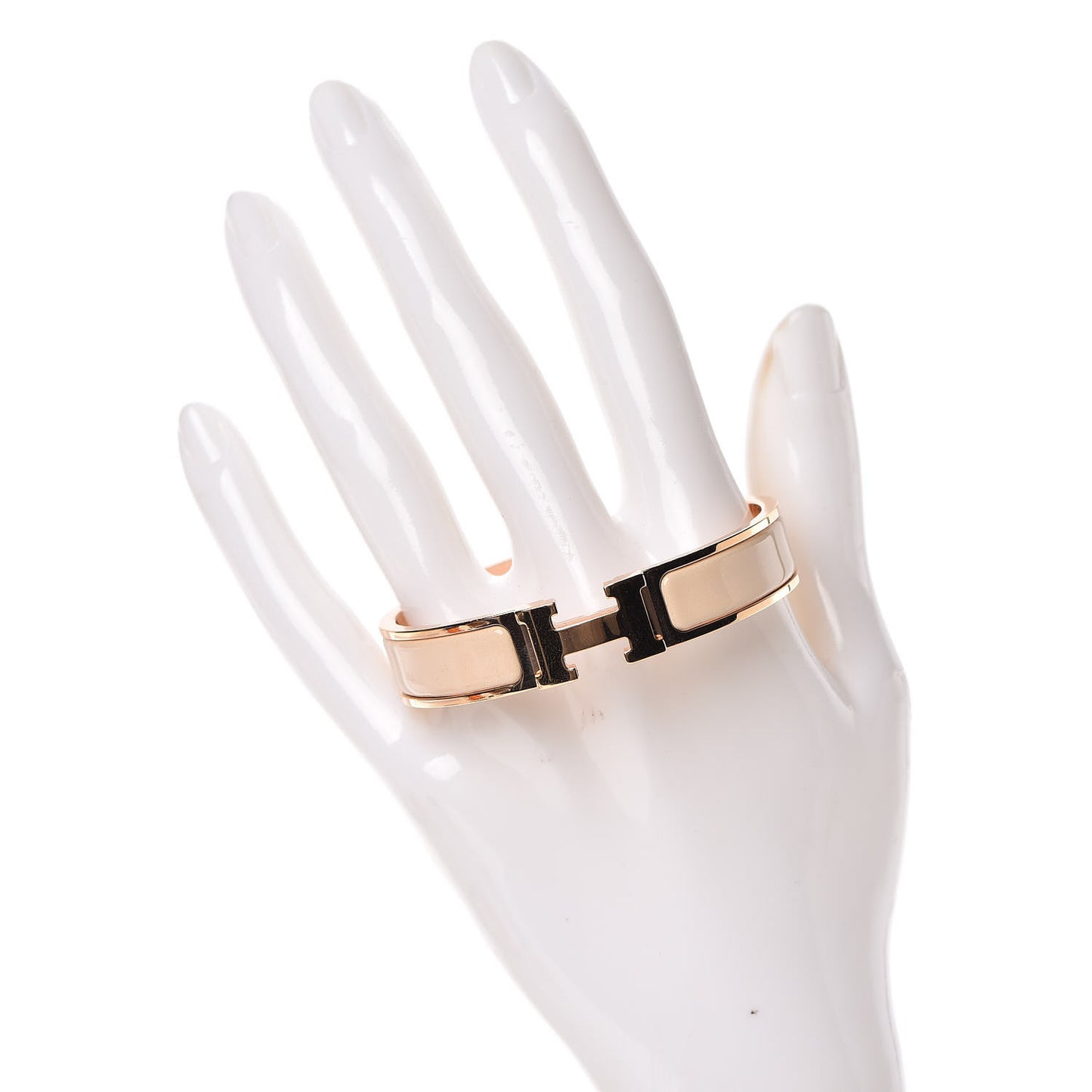 Enamel Narrow Clic Clac H Bracelet PM Beige Nacre