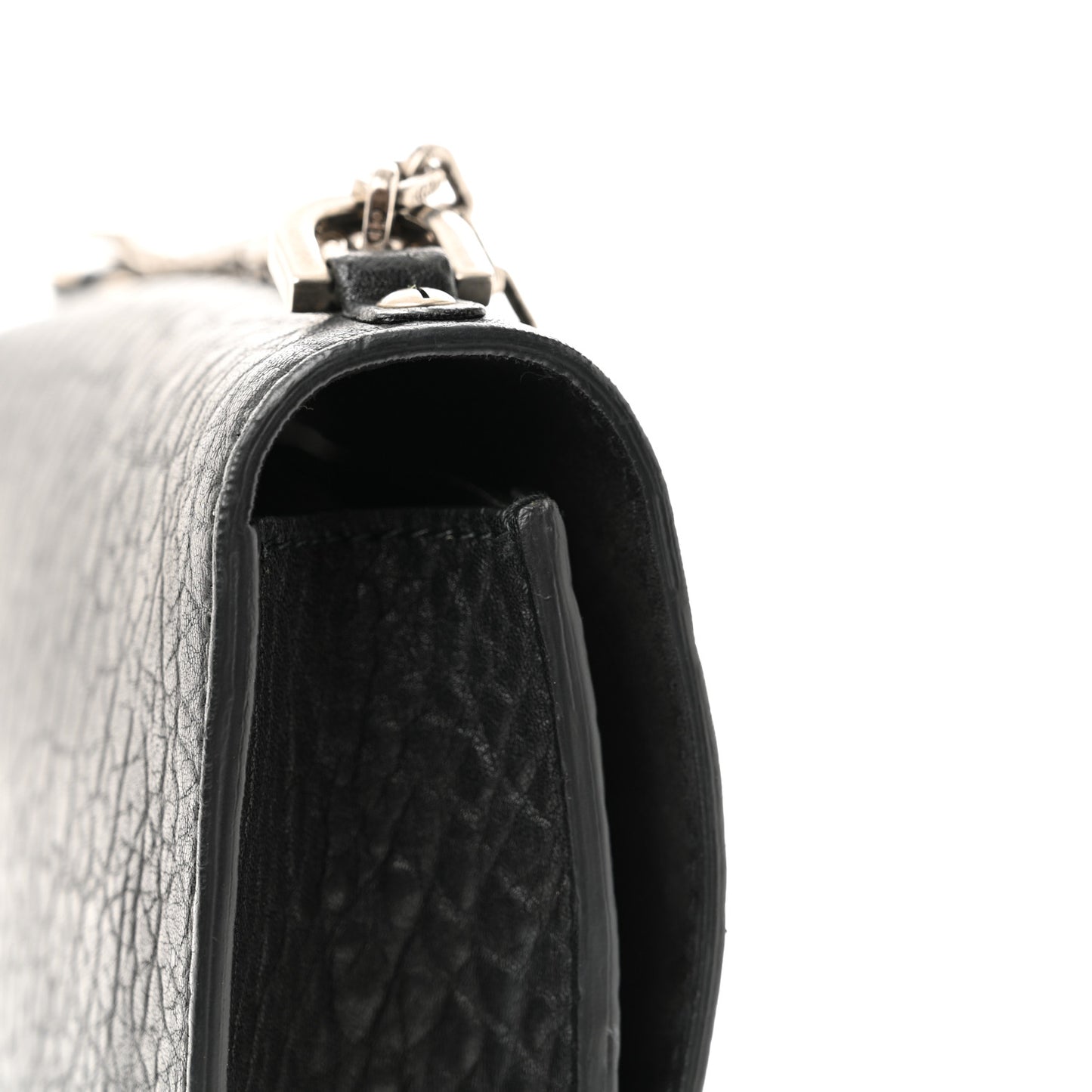 Canyon Grained Lambskin J'Adior Chain Flap Bag Black