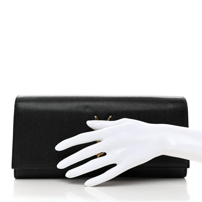 Saint Laurent Grain De Poudre Monogram Cassandre Clutch Black 2 of 9