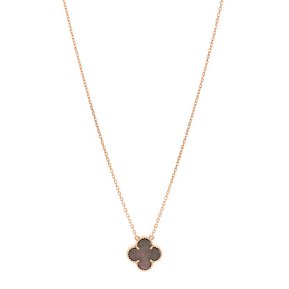 Van Cleef & Arpels 18K Rose Gold Gray Mother of Pearl Vintage Alhambra Pendant Necklace 1 of 6