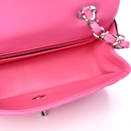 Chanel Lambskin Quilted Mini Rectangular Flap Neon Pink 5 of 11
