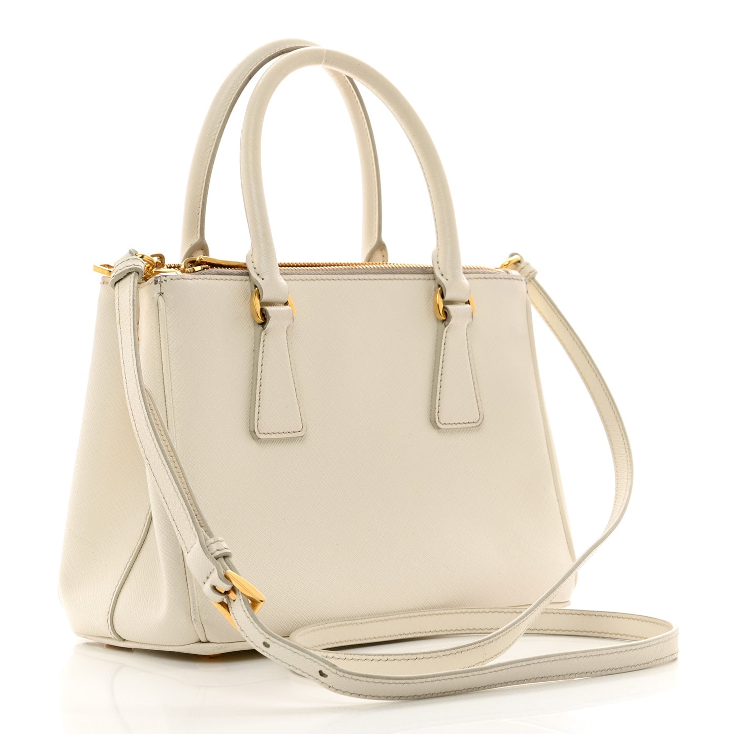 Saffiano Lux Small Galleria Double Zip Tote White