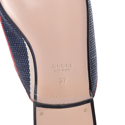 Gucci Canvas Sylvie Stripe Womens Princetown Slippers 37 Mystic White Hibiscus Red Maritime 6 of 8