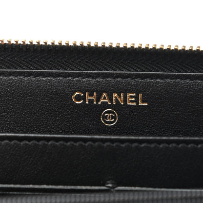 Chanel Caviar Quilted Filigree Zip Around Wallet Beige Black 6 of 9