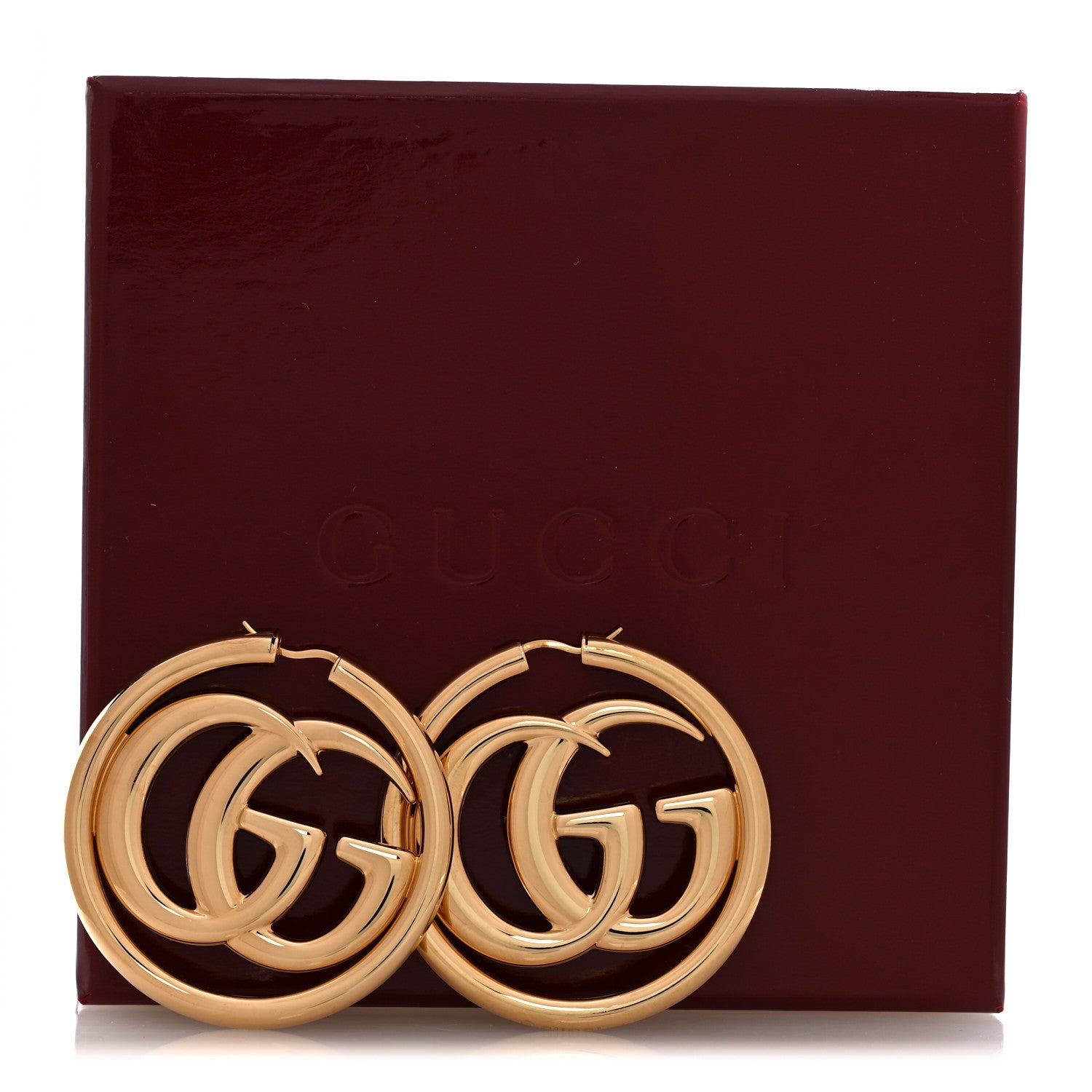 Gucci Metal GG Marmont Hoop Earrings Gold 6 of 6