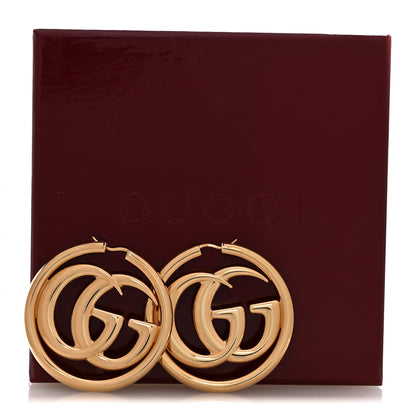 Gucci Metal GG Marmont Hoop Earrings Gold 6 of 6