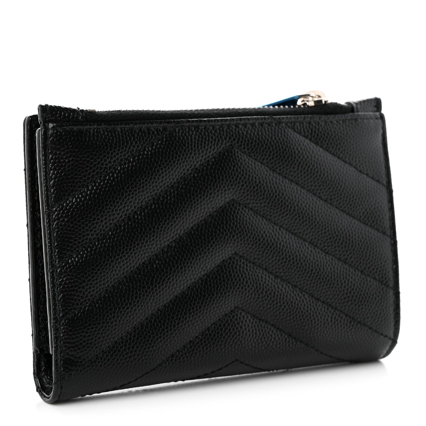 Grain De Poudre Matelasse Chevron Monogram Zipped Two-Part Wallet Black