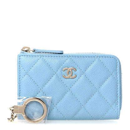 Chanel Caviar Quilted Zipped Key Holder Case Light Blue 1 of 11