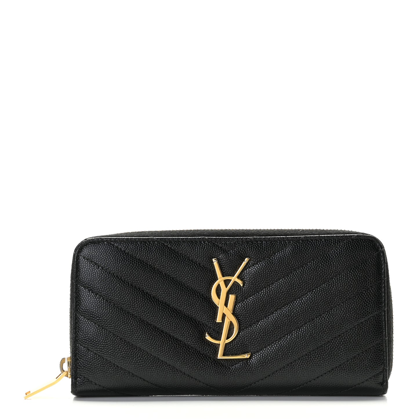Grain De Poudre Matelasse Chevron Monogram Zip Around Wallet Black