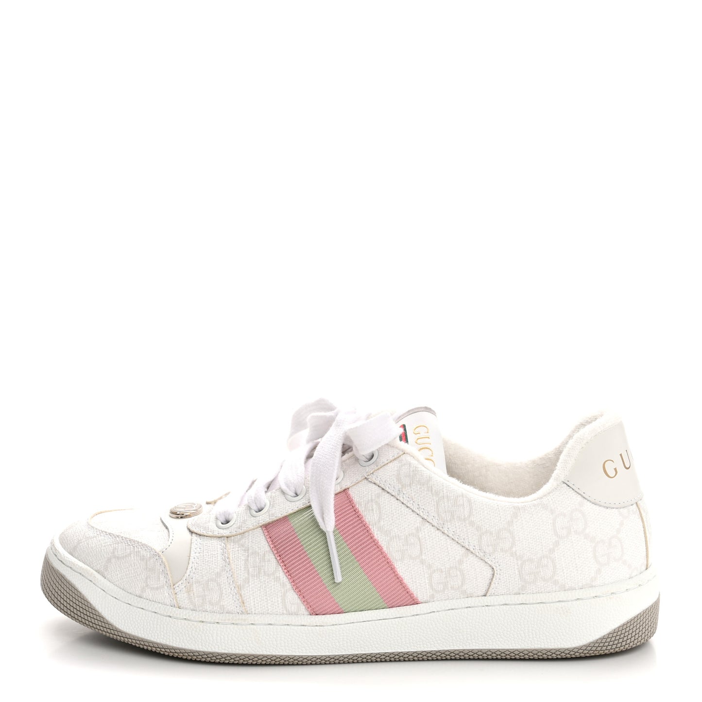 GG Monogram Web Screener Sneakers 38 White Grey Pink