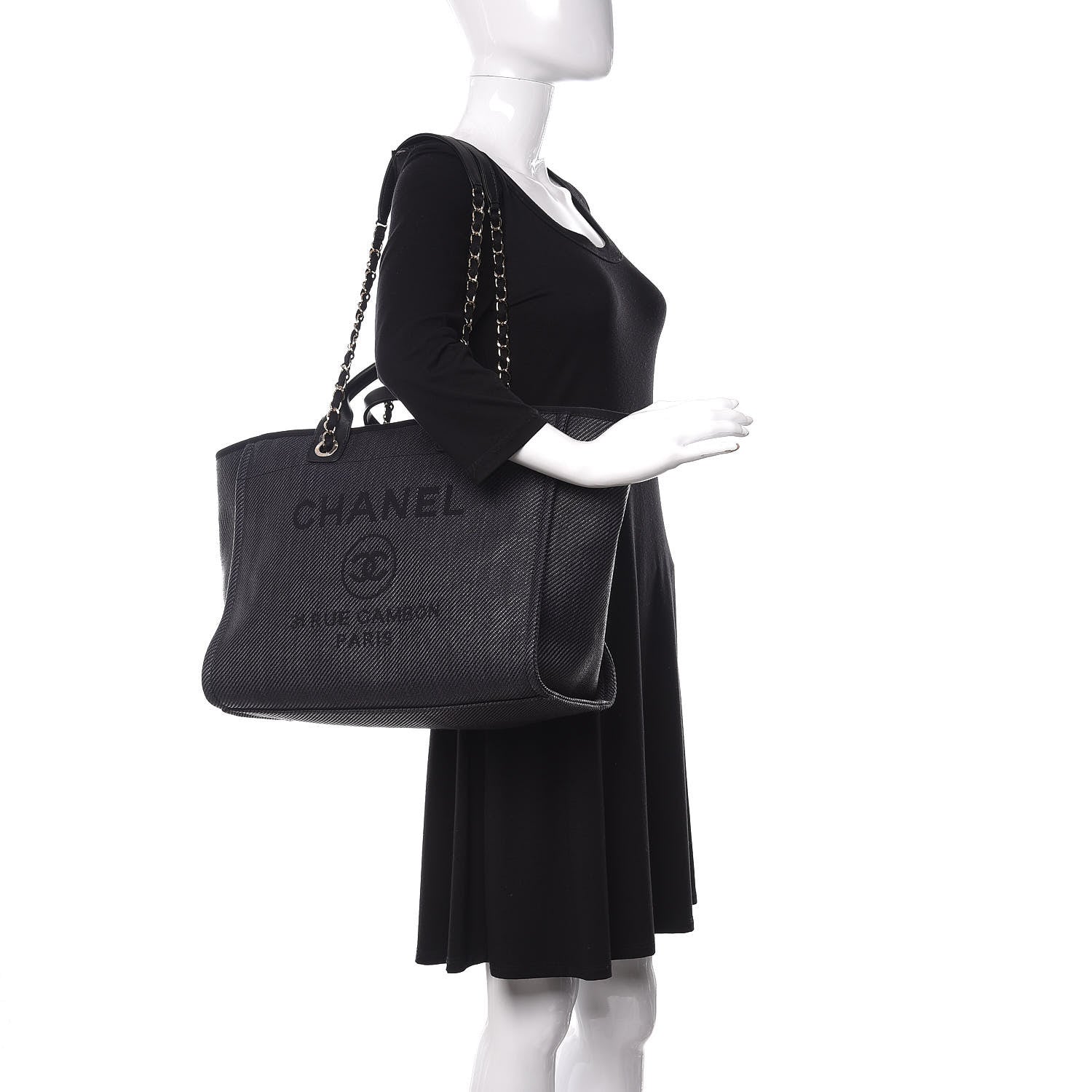 Chanel Mixed Fibers Calfskin Medium Deauville Tote Black 2 of 10