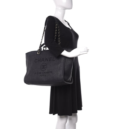 Chanel Mixed Fibers Calfskin Medium Deauville Tote Black 2 of 10