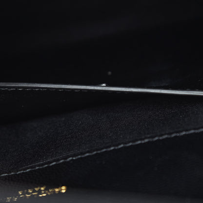 Saint Laurent Grain De Poudre Matelasse Chevron Medium Monogram Satchel Black 9 of 9