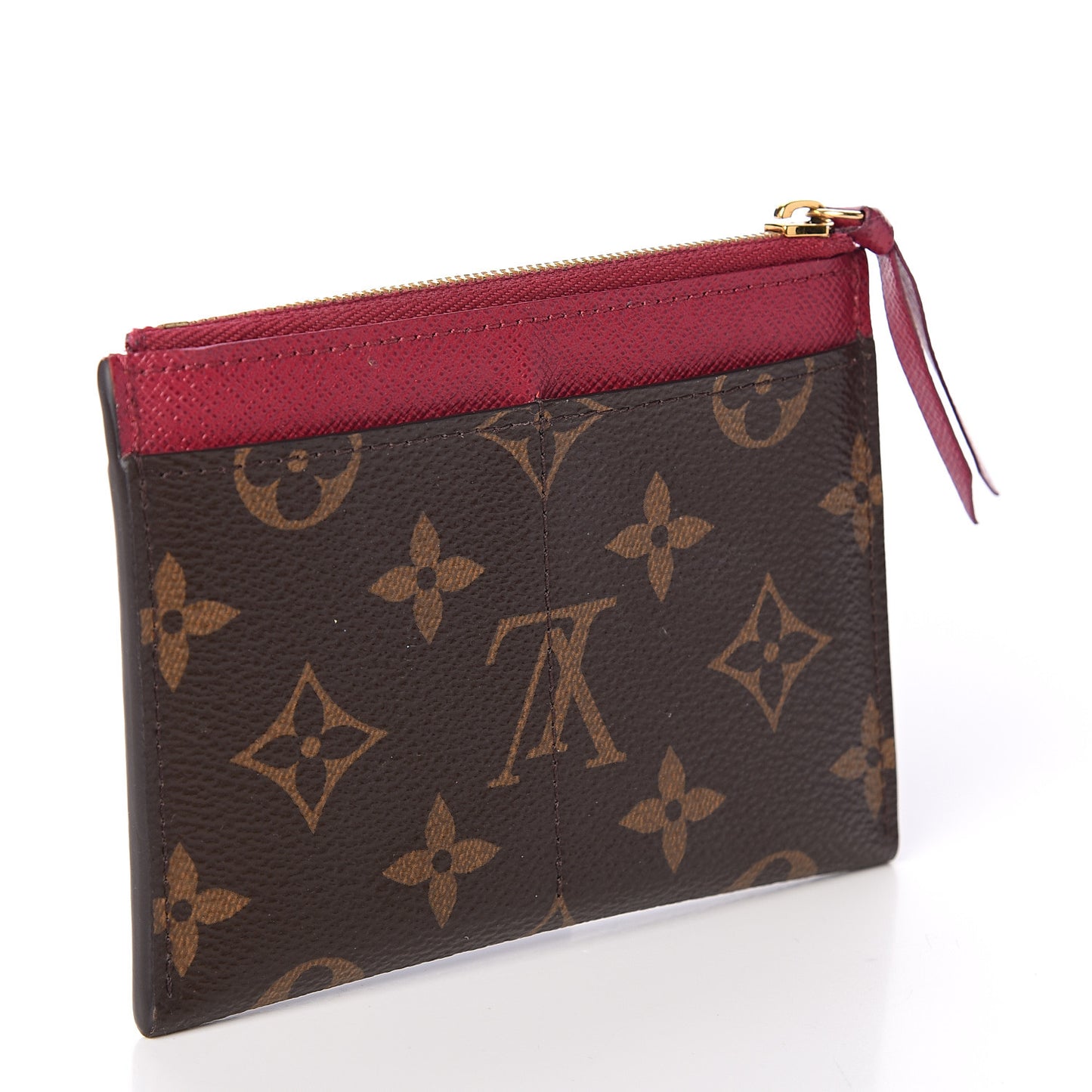 Monogram Zipped Card Holder Fuchsia